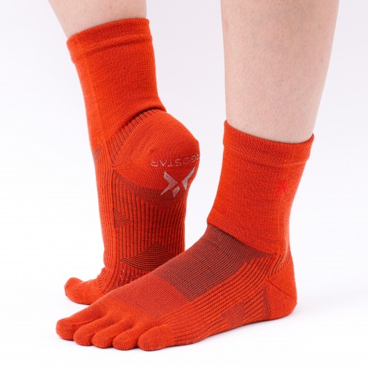 運動型交叉綁帶襪子  羊毛  五趾設計  中短款長度